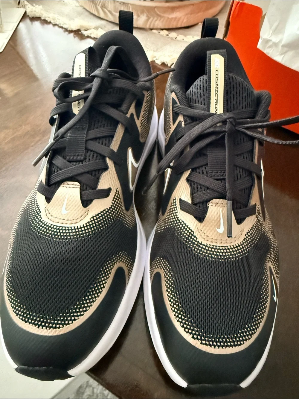 Nike Kids Black and Gold cosmic runner Athletic Sneakers